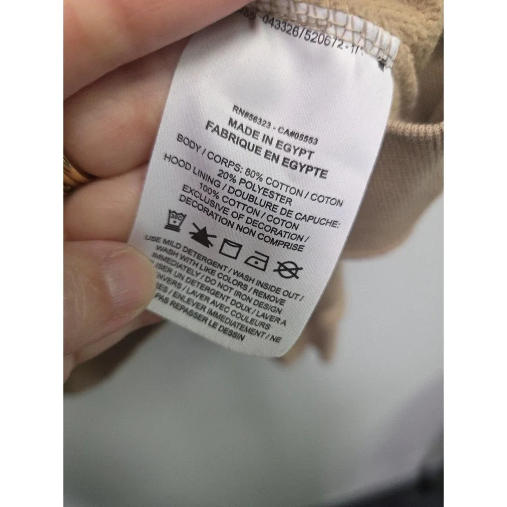 Nike Pullover Hoodie Men's Med Center Swoosh Nike‎ logo (brown) down sleeves Tan